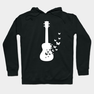 Ukulele Silhouette Turning Into Butterflies Hoodie